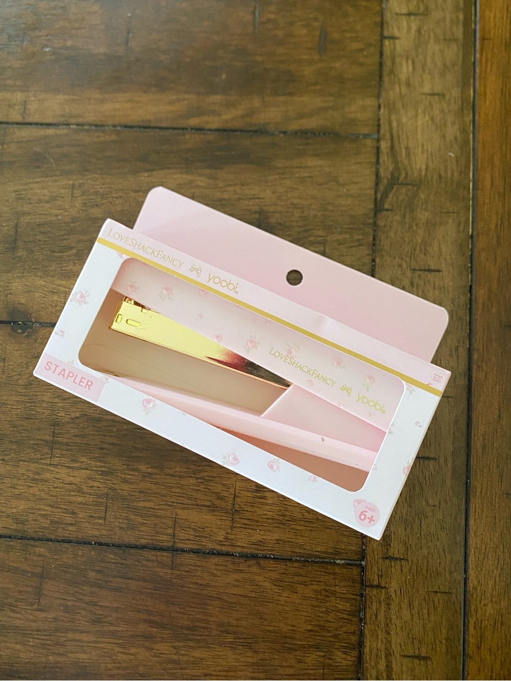 LoveShackFancy Pink Stapler with Gold Accent